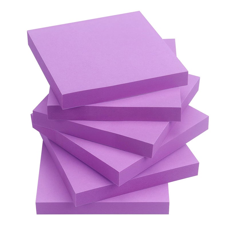 OSBOO Sticky Notes 3x3 Self-Stick Notes Pads with 6 Bright Colors  Easy to Post for Office  Shool  Home  6 Pads/Pack  100 Sheets/Pad (Purple) - Image 2